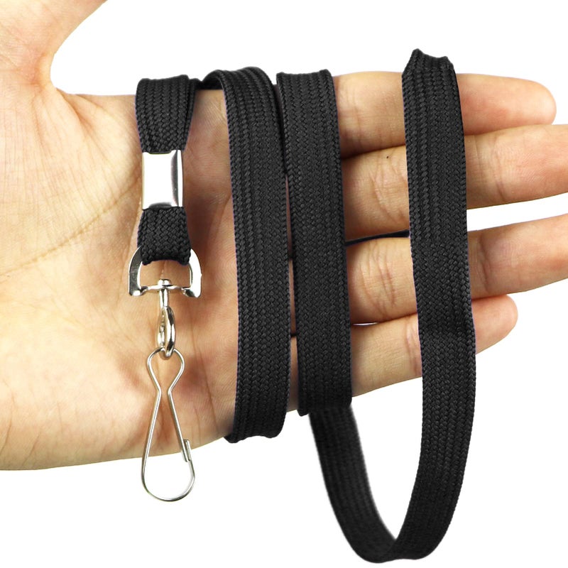 Bird Fiy Black Lanyard 100 Pack Bulk Badge Lanyards for ID Badges Neck Cruise Name Tag ID Holder - Image 5